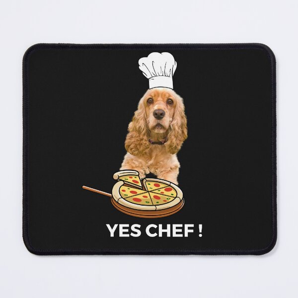 Item preview, Cocker Spanial cook, wearing chef hat say yes chef dog lover designed and sold by Kissudesign.