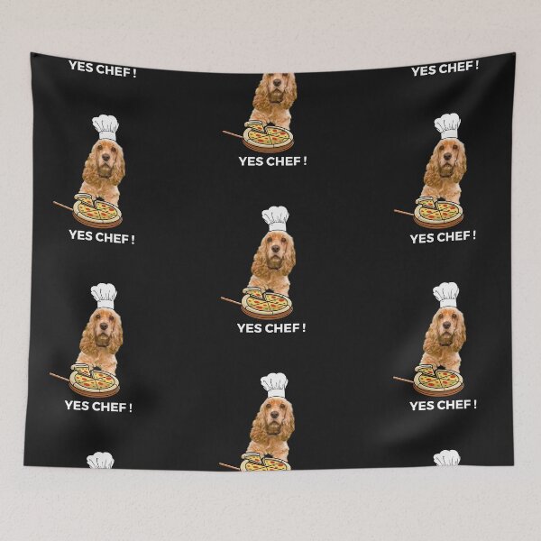 Item preview, Cocker Spanial cook, wearing chef hat say yes chef dog lover designed and sold by Kissudesign.