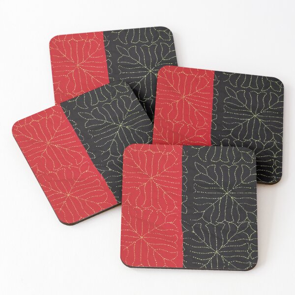 Item preview,  Black and Red kantha or embroidered quilt white  designed and sold by FCEalin.