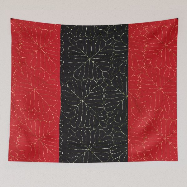 Item preview, Black and Red kantha or embroidered quilt white designed and sold by FCEalin.