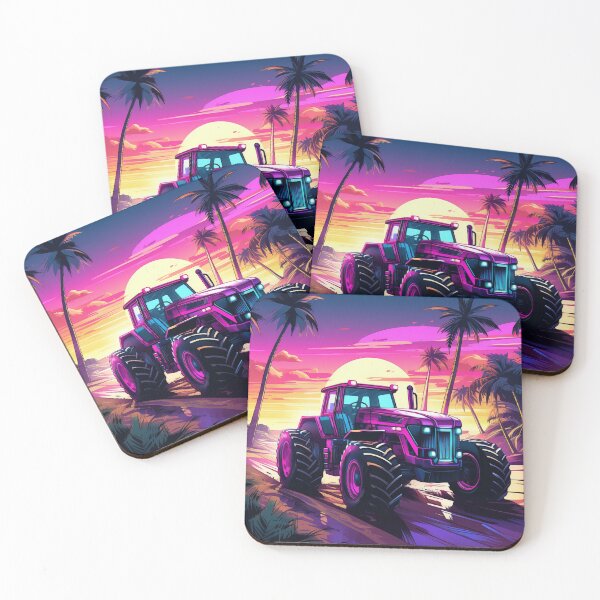 Item preview, Tractor And Palm Trees Sunset Background designed and sold by jenmountainen.