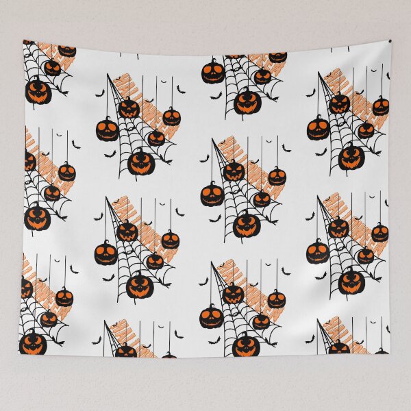 Item preview, Halloween T-shirt with pumpkins and spider webs designed and sold by OscarShoping.