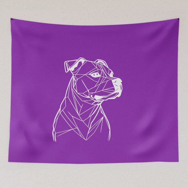 Item preview, White Line Staffy Violet Purple BG designed and sold by DiscoGypsyFish.