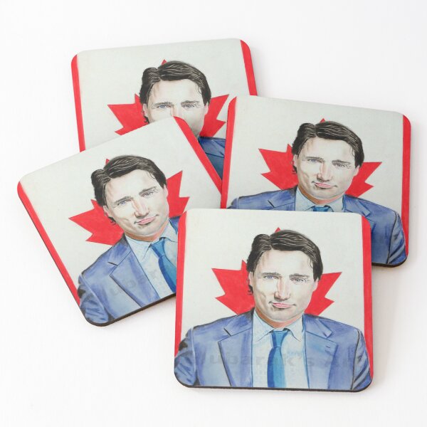 Artikelvorschau, Farbzeichnung des kanadischen Premierministers Justin Trudeau entworfen und verkauft von MubaraksArt.