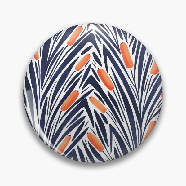 Item preview, modern botanical - cattails - collection "lake life" - orange and navy blue designed and sold by RenattaZare.