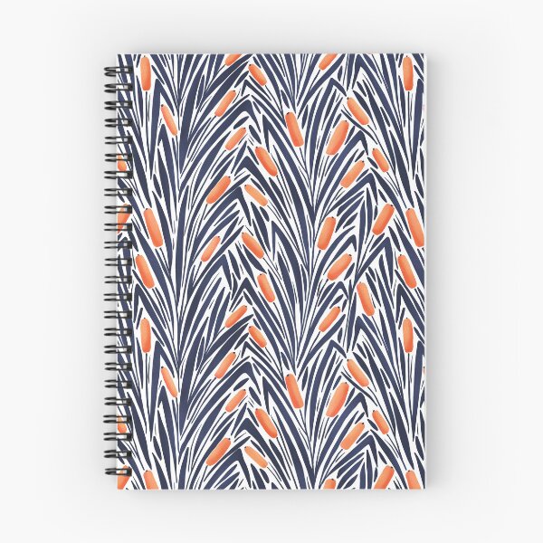 Item preview, modern botanical - cattails - collection "lake life" - orange and navy blue designed and sold by RenattaZare.