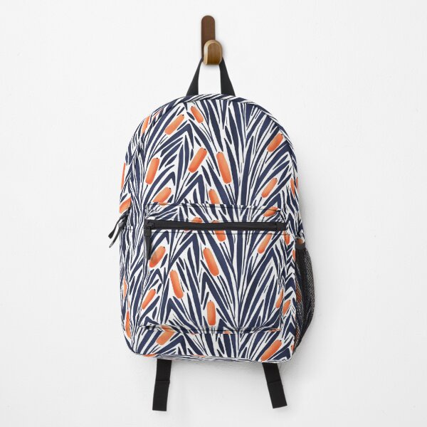 Item preview, modern botanical - cattails - collection "lake life" - orange and navy blue designed and sold by RenattaZare.