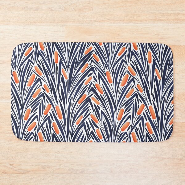 Item preview, modern botanical - cattails - collection "lake life" - orange and navy blue designed and sold by RenattaZare.