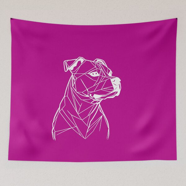 Item preview, White Line Staffy Violet Pink BG designed and sold by DiscoGypsyFish.
