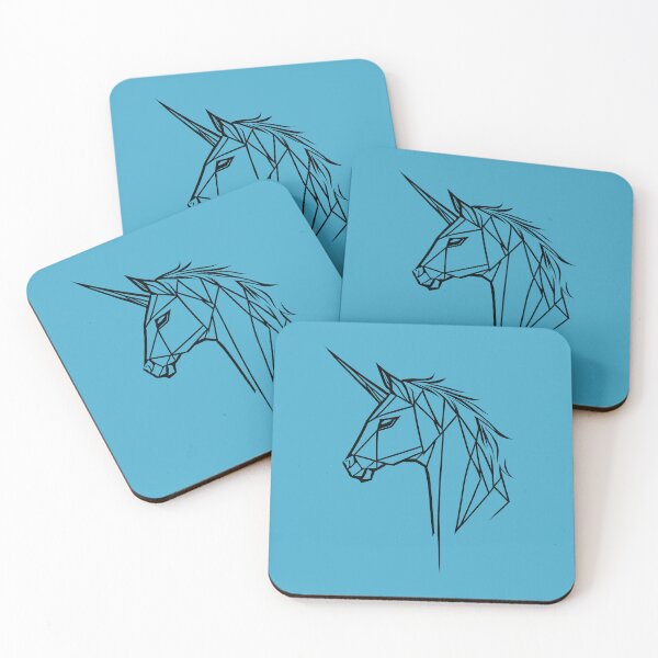 Item preview, Black Line Unicorn Viking Blue BG designed and sold by DiscoGypsyFish.