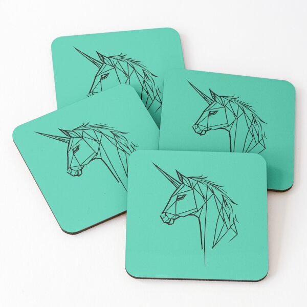 Item preview, Black Line Unicorn Shamrock Turquoise BG designed and sold by DiscoGypsyFish.