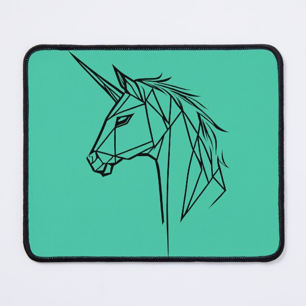 Item preview, Black Line Unicorn Shamrock Turquoise BG designed and sold by DiscoGypsyFish.