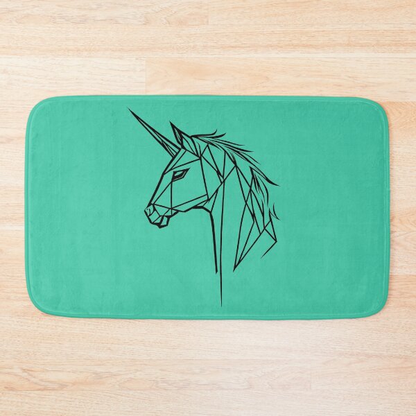 Item preview, Black Line Unicorn Shamrock Turquoise BG designed and sold by DiscoGypsyFish.