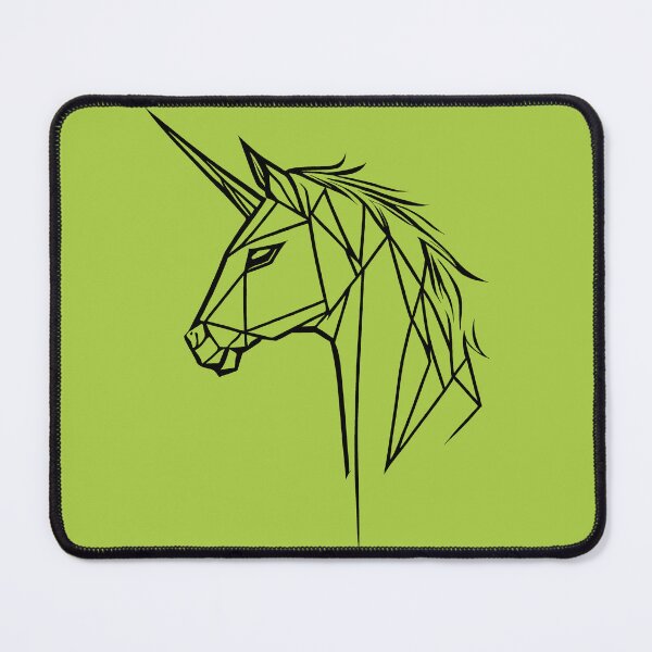 Item preview, Black Line Unicorn Atlantis Green BG designed and sold by DiscoGypsyFish.