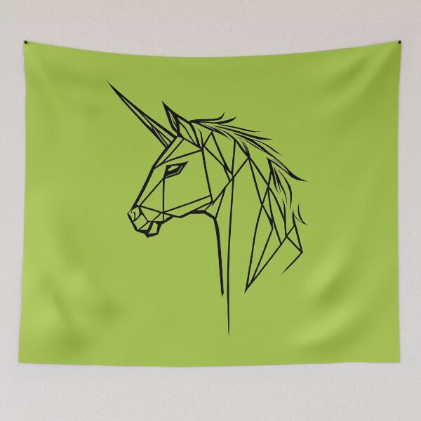 Item preview, Black Line Unicornio Atlantis Verde BG designed and sold by DiscoGypsyFish.