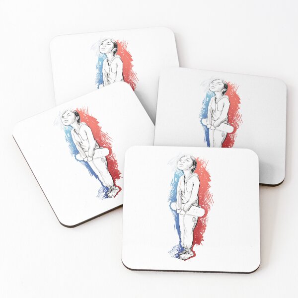 Item preview, Girl with skateboard red and blue designed and sold by motylanoga.