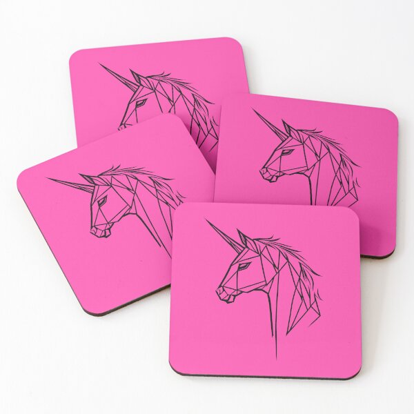 Item preview, Black Line Unicorn Rose Pink BG designed and sold by DiscoGypsyFish.