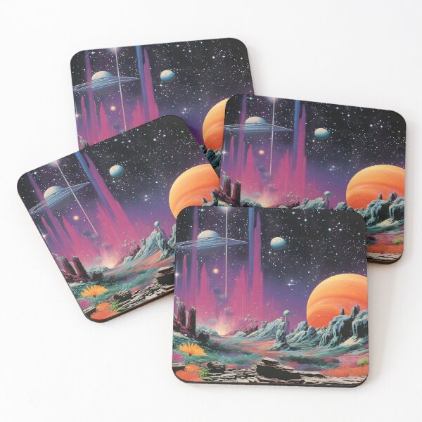 Item preview, Fairy Cosmic Landscape of Extraterrestrial Surface with Rocks and Flowers, Planets and Shining Stars designed and sold by Je-we.
