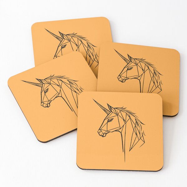 Item preview, Black Line Unicorn Yellow Orange BG designed and sold by DiscoGypsyFish.