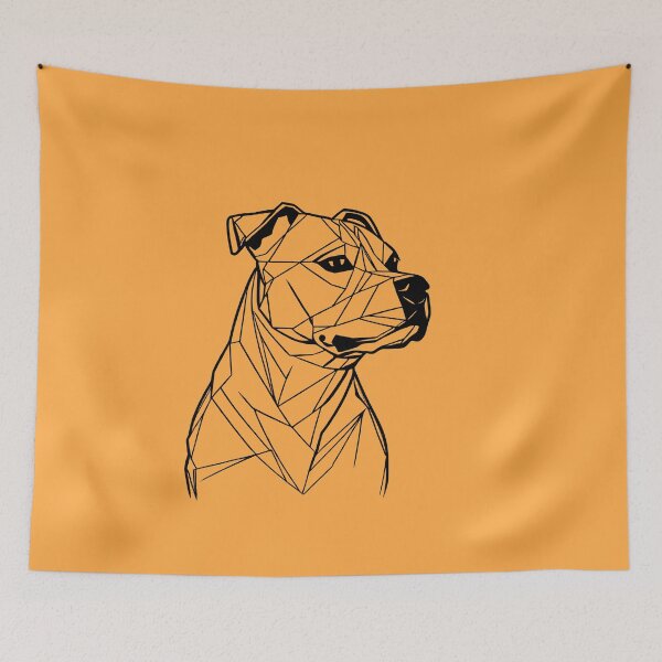 Item preview, Back Line Staffy Yellow Orange BG designed and sold by DiscoGypsyFish.
