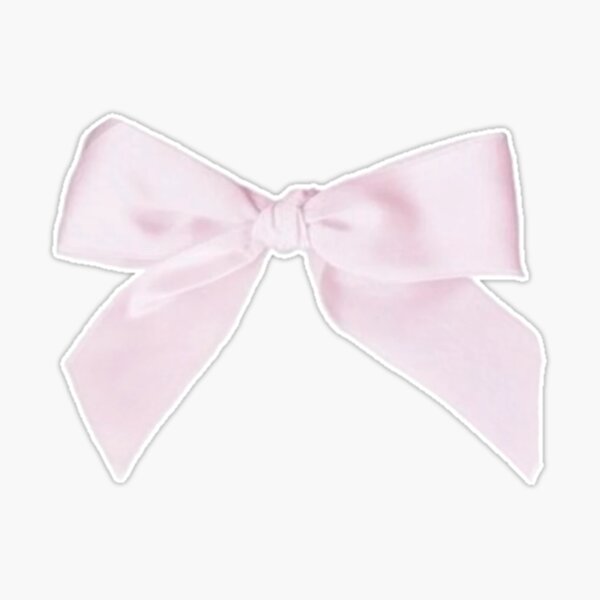 Large White Short Tail Bow with Breast Cancer Awareness Ribbon