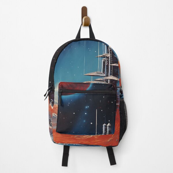 Item preview, Futuristic Cosmic Landscape of Extraterrestrial Surface with Futuristic Buildings, Planets and Shining Stars designed and sold by Je-we.