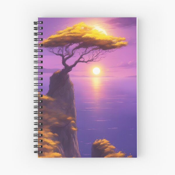 Item preview, Lone anime tree at sea under twin sun designed and sold by MartialArtisan.