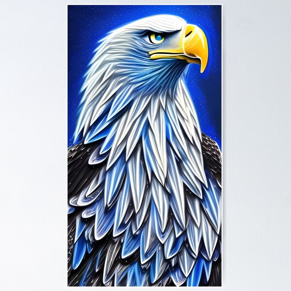 Eagle with Blue Feathers, Ai Generated Art  Poster for Sale by AC