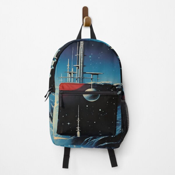 Item preview, Futuristic Cosmic Landscape of Extraterrestrial Surface with Futuristic Buildings, Planets and Shining Stars designed and sold by Je-we.