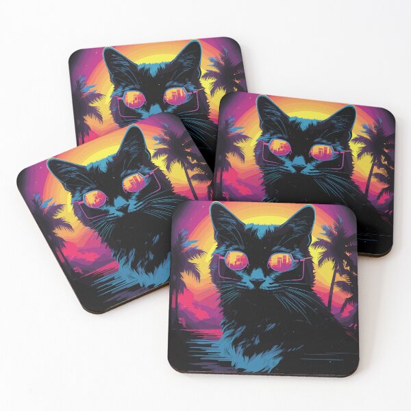 Item preview, Synth Wave Cat designed and sold by Gwadesigns.