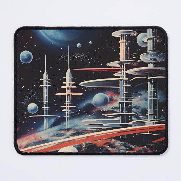 Item preview, Futuristic Cosmic Landscape of Extraterrestrial Surface with Futuristic Buildings, Planets and Shining Stars designed and sold by Je-we.