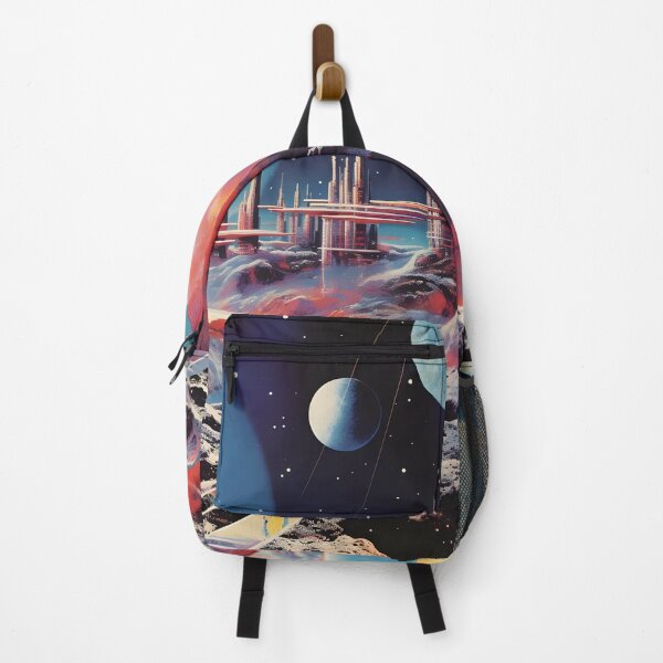 Item preview, Futuristic Cosmic Landscape of Extraterrestrial Surface with Futuristic Buildings, Rocky Canyon, Planets and Shining Stars designed and sold by Je-we.