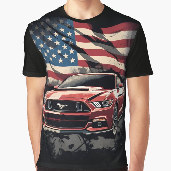 Autos Art Mustang Red Theme Graphic T-Shirt