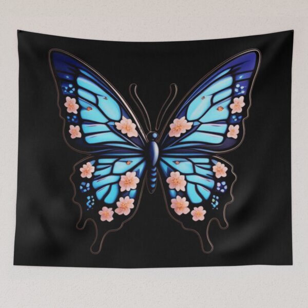 Item preview, Blue floral butterfly  designed and sold by Roxburylane.