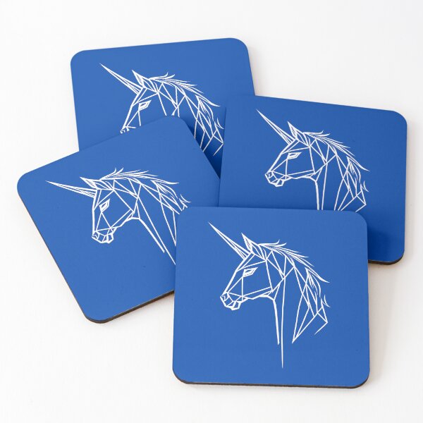 Item preview, White Line Unicorn Cobalt Blue BG designed and sold by DiscoGypsyFish.