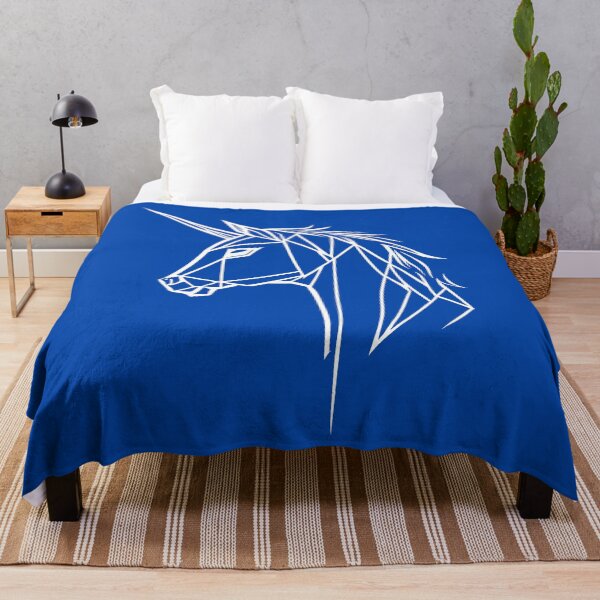 Item preview, White Line Unicorn Cobalt Blue BG designed and sold by DiscoGypsyFish.