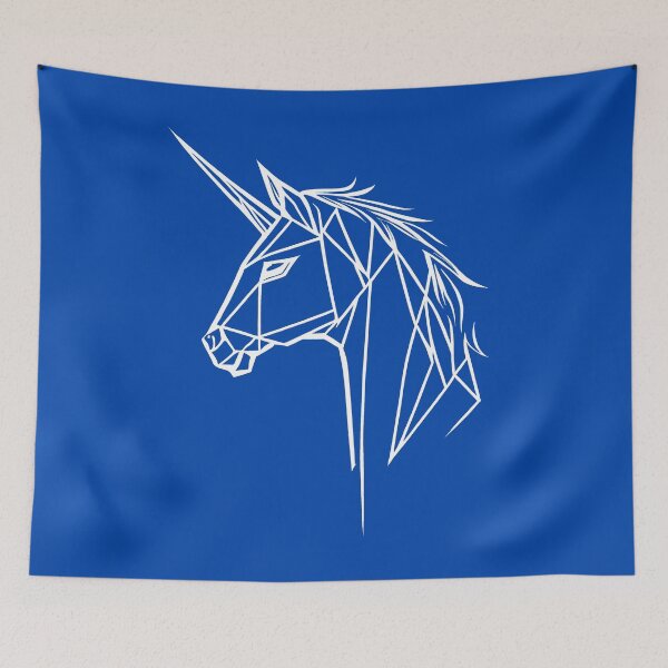 Item preview, White Line Unicorn Cobalt Blue BG designed and sold by DiscoGypsyFish.