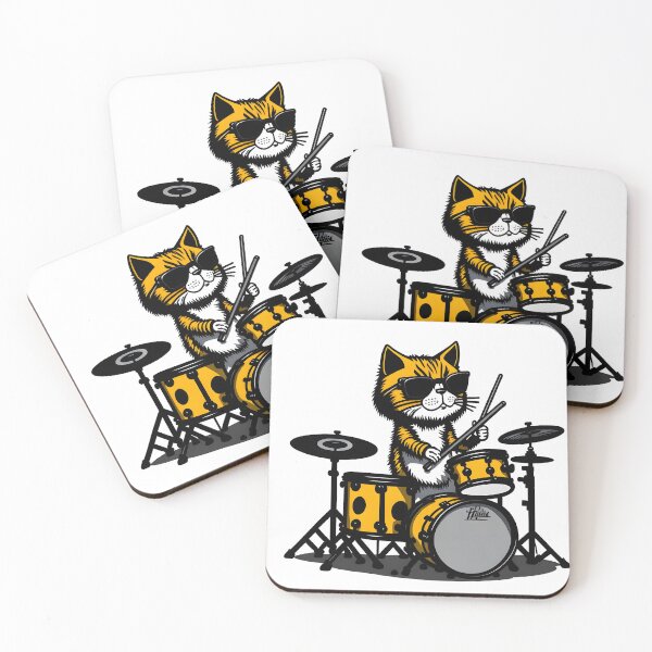 Item preview, Cat playing the drum set. Cat Band. designed and sold by ratchawoot.