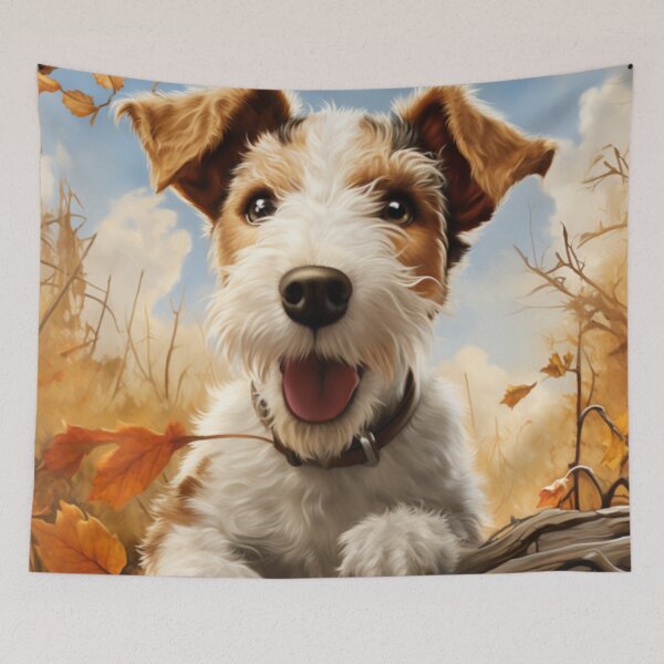 Item preview, Wire Fox Terrier Puppy in Autumn designed and sold by ZenEverAI.
