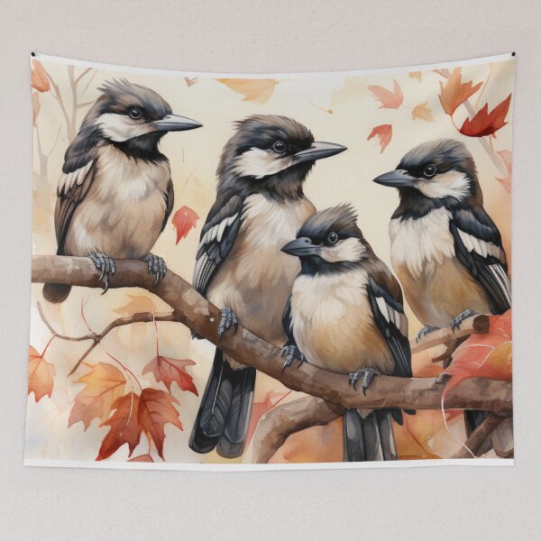 Item preview, Butcherbird , Autumn, Watercolor, designed and sold by Sunmoonlove.