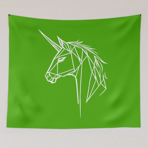 Item preview, White Line Unicorn Kelly Green BG designed and sold by DiscoGypsyFish.