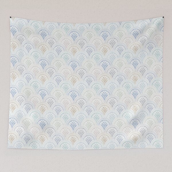 Item preview, Beige and blue scallops watercolor designed and sold by hello-matze.