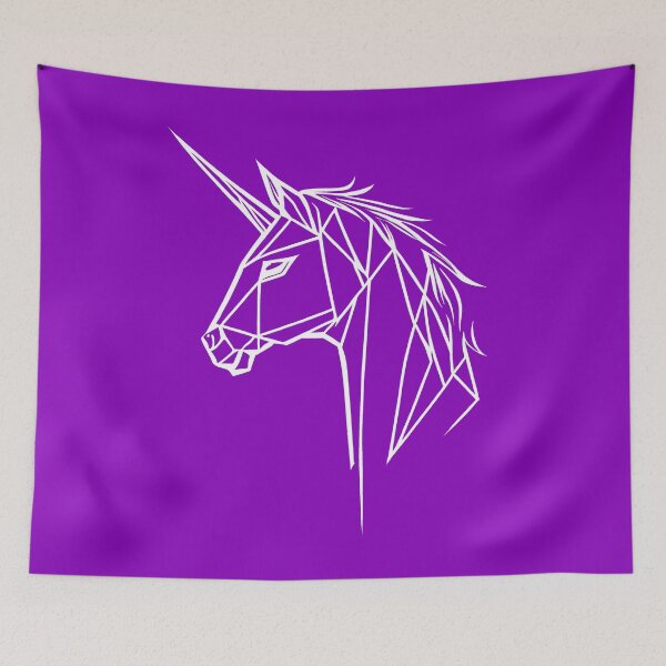 Item preview, White Line Unicorn Violet Purple BG designed and sold by DiscoGypsyFish.
