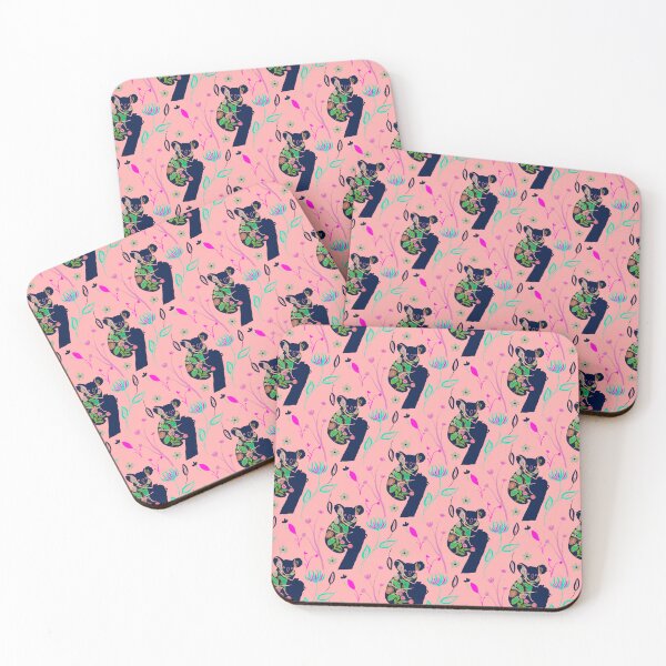 Item preview, Koala hang in there - gold and navy (Repeat Pattern) - pink background  designed and sold by CharleneDesigns.