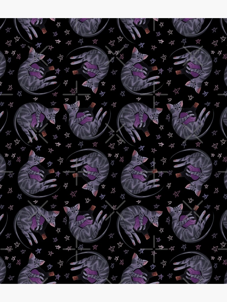 Thumbnail 3 of 3, Backpack, Playing with poison pattern - Dark tabby Cat - Halloween design designed and sold by FelineEmporium.