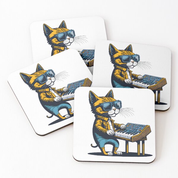 Item preview, Cat playing a keyboard instrument. Cat band. designed and sold by ratchawoot.