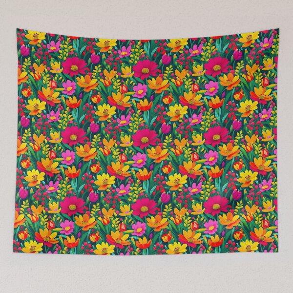 Item preview, Bold and vibrant botanical field brought to life through striking meta floral pattern designed and sold by Patternomania.