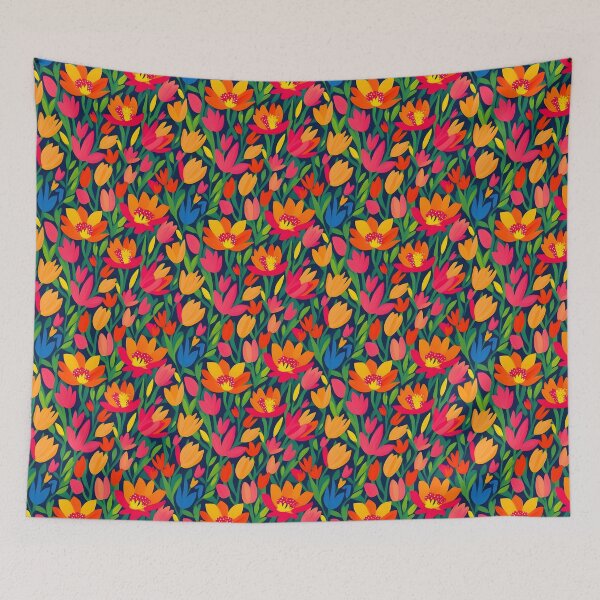 Item preview, Bold and vibrant botanical field brought to life through striking meta floral pattern designed and sold by Patternomania.
