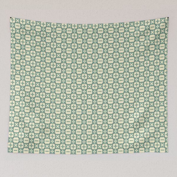Item preview, Add, subtract, multiply and divide check pattern in blue and cream. designed and sold by PollycatArt.