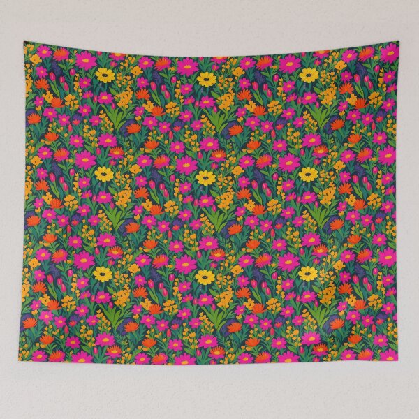 Item preview, Bold and vibrant botanical field brought to life through striking meta floral pattern designed and sold by Patternomania.